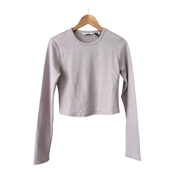 American Tall Cropped Long Sleeve Waffle Shirt for Tall Women DESERT ROSE Size S - Picture 9 of 13